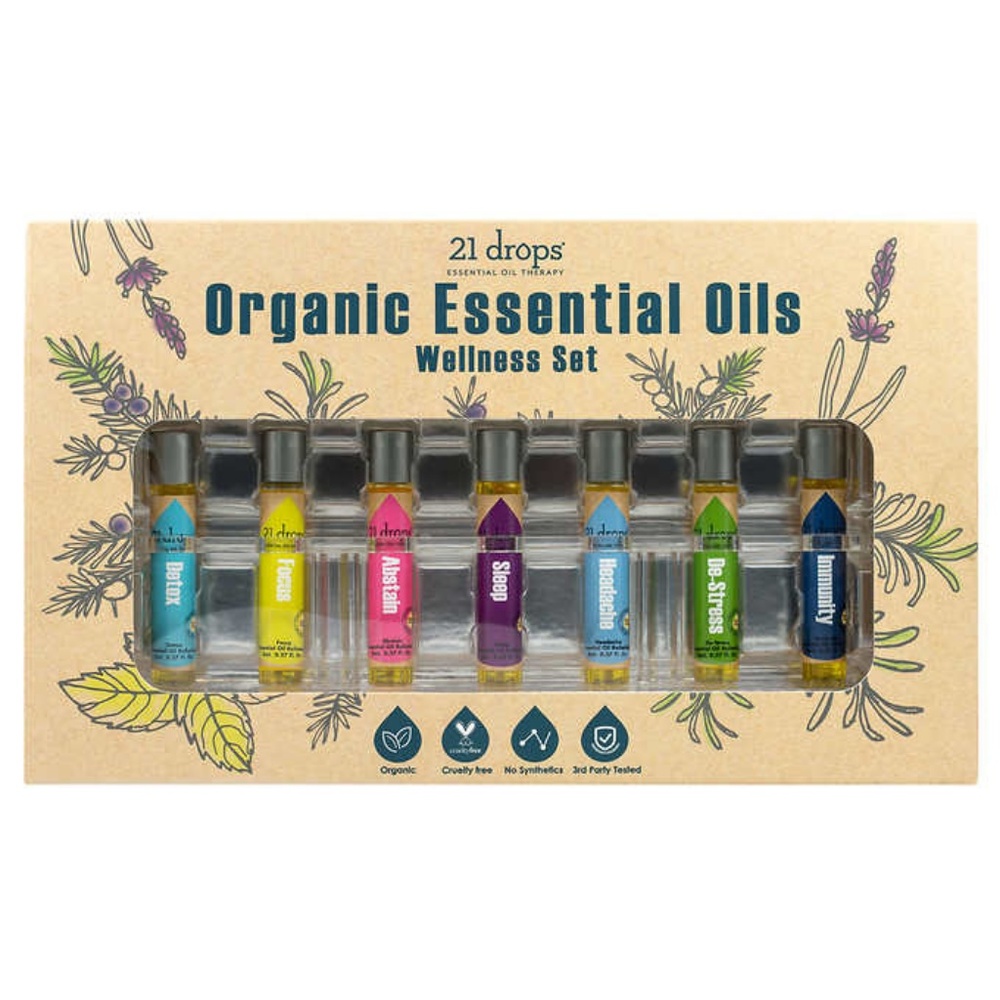 21 drops Organic Essential Oils Wellness Set